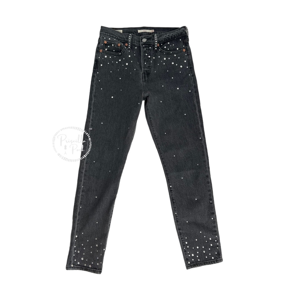 Custom Handmade Levi’s Wedgie Swavorski Studded Jeans High Rise High Waisted